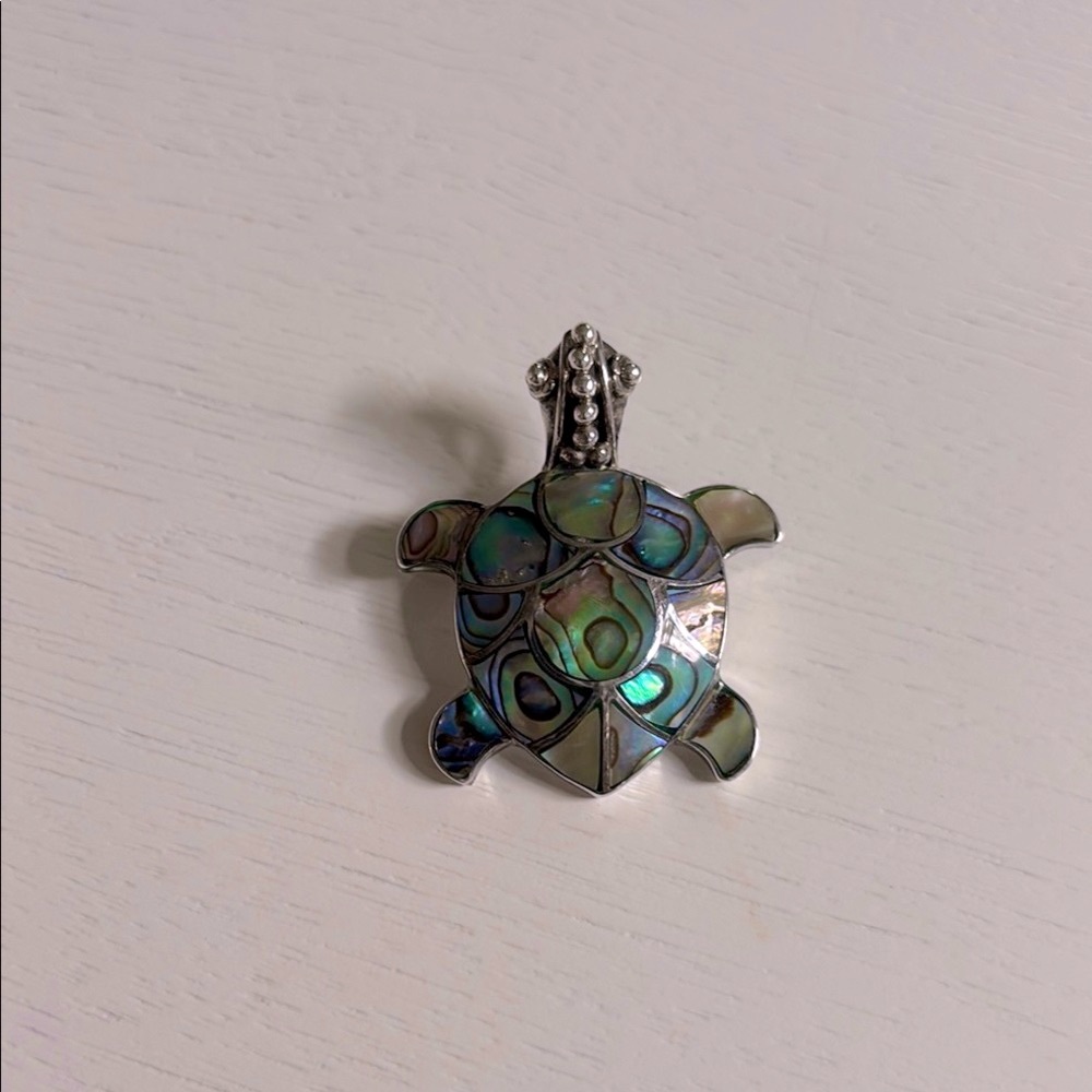 Vintage sterling silver 925 abalone turtle brooch pin/pendant